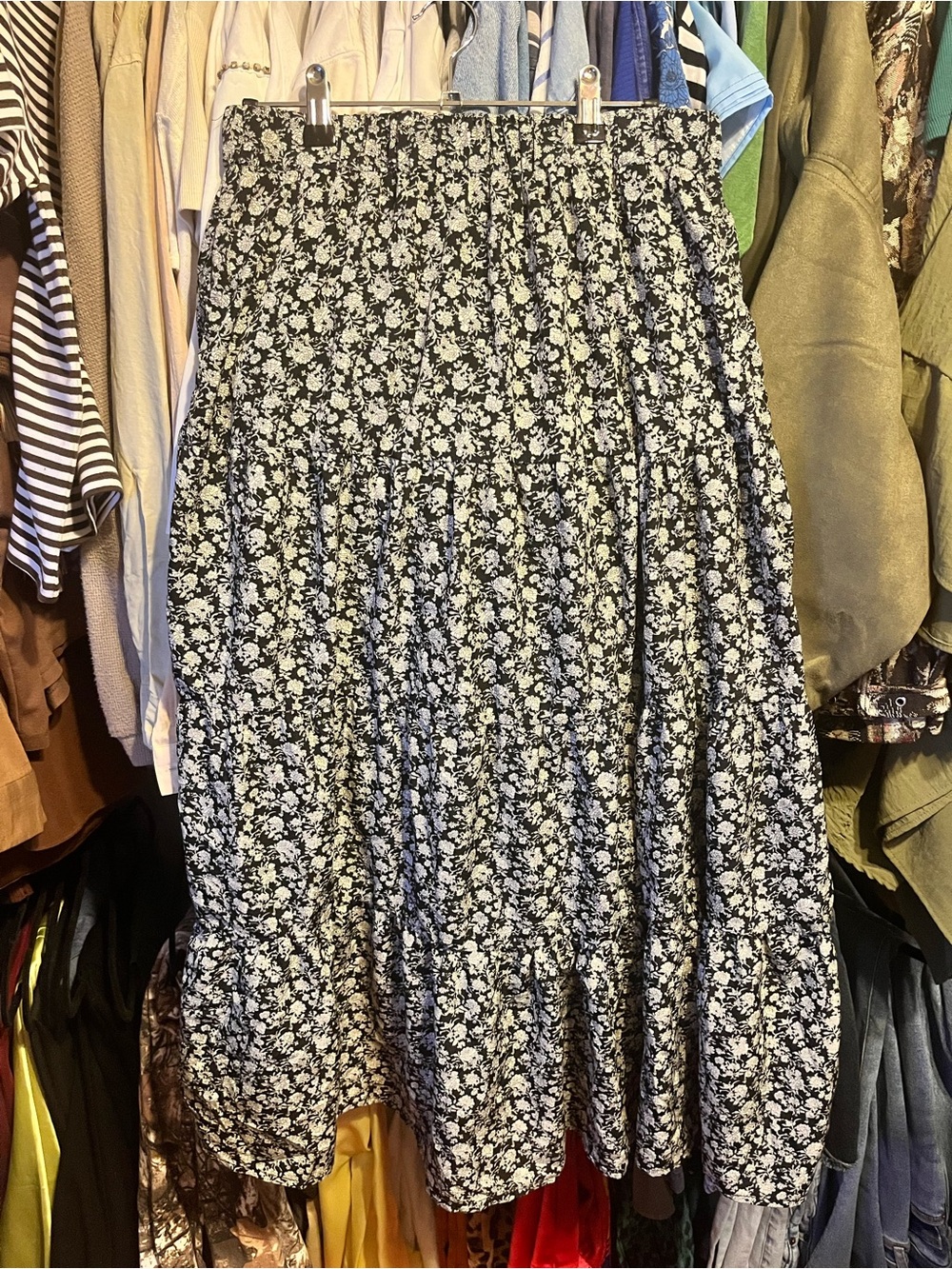 SHEIN Black and White Floral Maxi Skirt